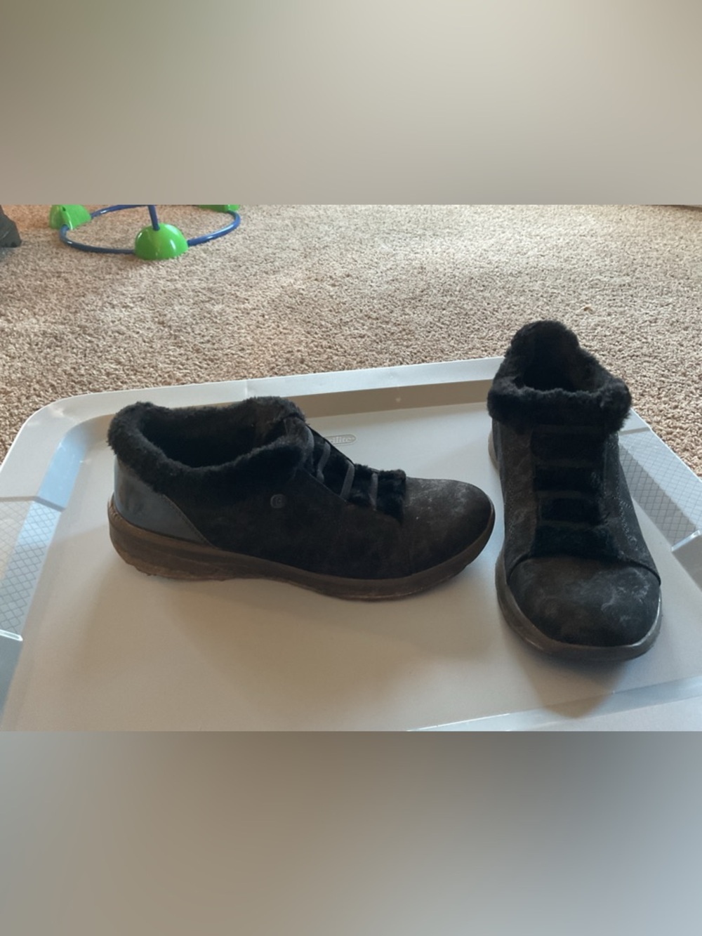 Bzees Black Suede Faux-Fur Lined Casual Boots